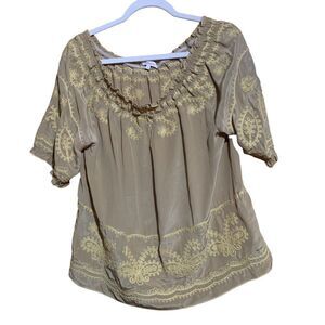 Sundance Womens Size Small Multicolor Embroidered Silk Blouse Top